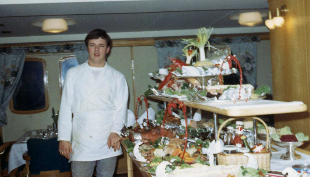 Kenneth Brophy ombord hurtigruta Midnattsol 1965. Foto: Privat. Kenneth Brophy ombord hurtigruta Midnattsol 1965. Foto: Privat.