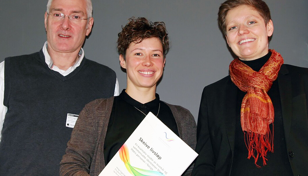 Norman Andressen, Elisabeth Stubberud og Helga Eggebø har samarbeidet om forundersøkelsen ‹‹Skeive Livsløp››. Foto: Randi N. A. Bakke. Norman Andressen, Elisabeth Stubberud og Helga Eggebø har samarbeidet om forundersøkelsen ‹‹Skeive Livsløp››. Foto: Randi N. A. Bakke.