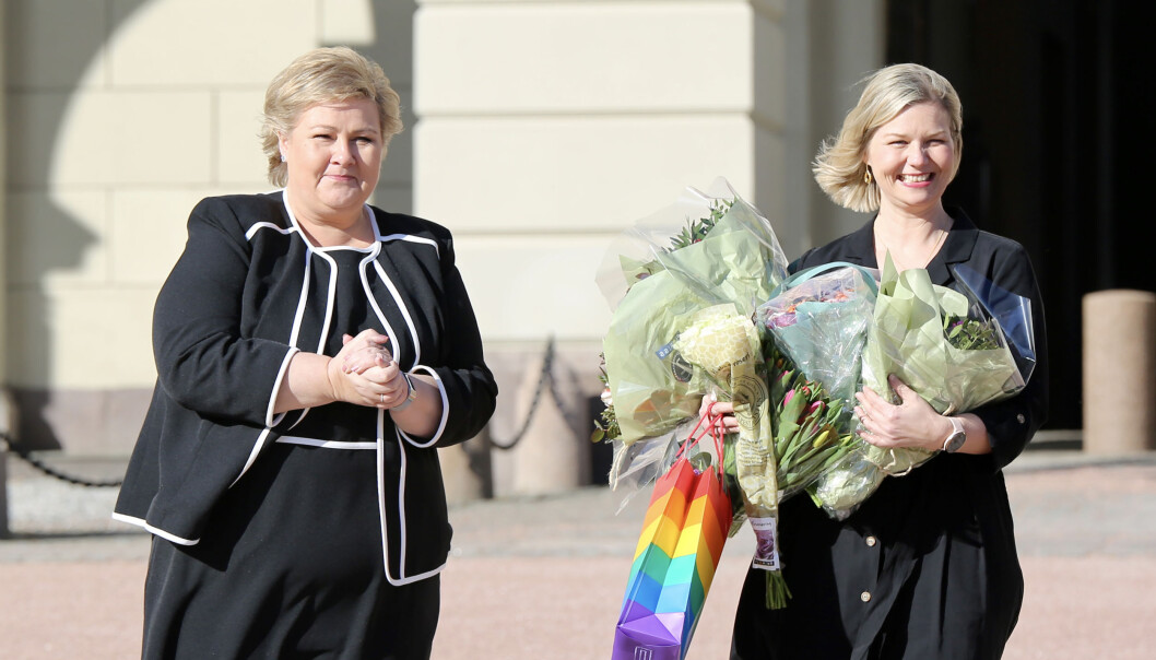 Statsminister Erna Solberg og kunnskaps- og integreringsminister Guri Melby. Statsminister Erna Solberg og kunnskaps- og integreringsminister Guri Melby.