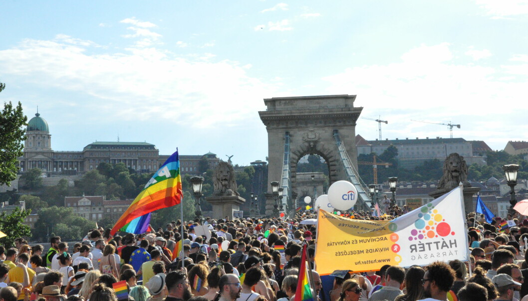 Full fest under Budapest Pride i 2017. Lhbt-rettighetene er nå under tilbakegang i Ungarn.