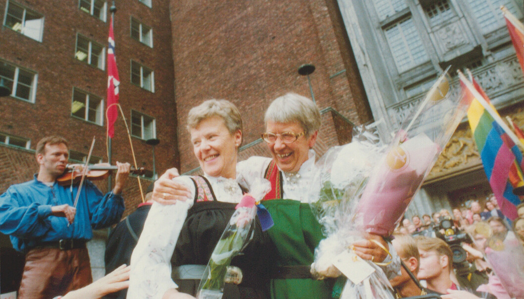 Kim Friele og Wenche Lowzow inngår partnerskap i 1993.