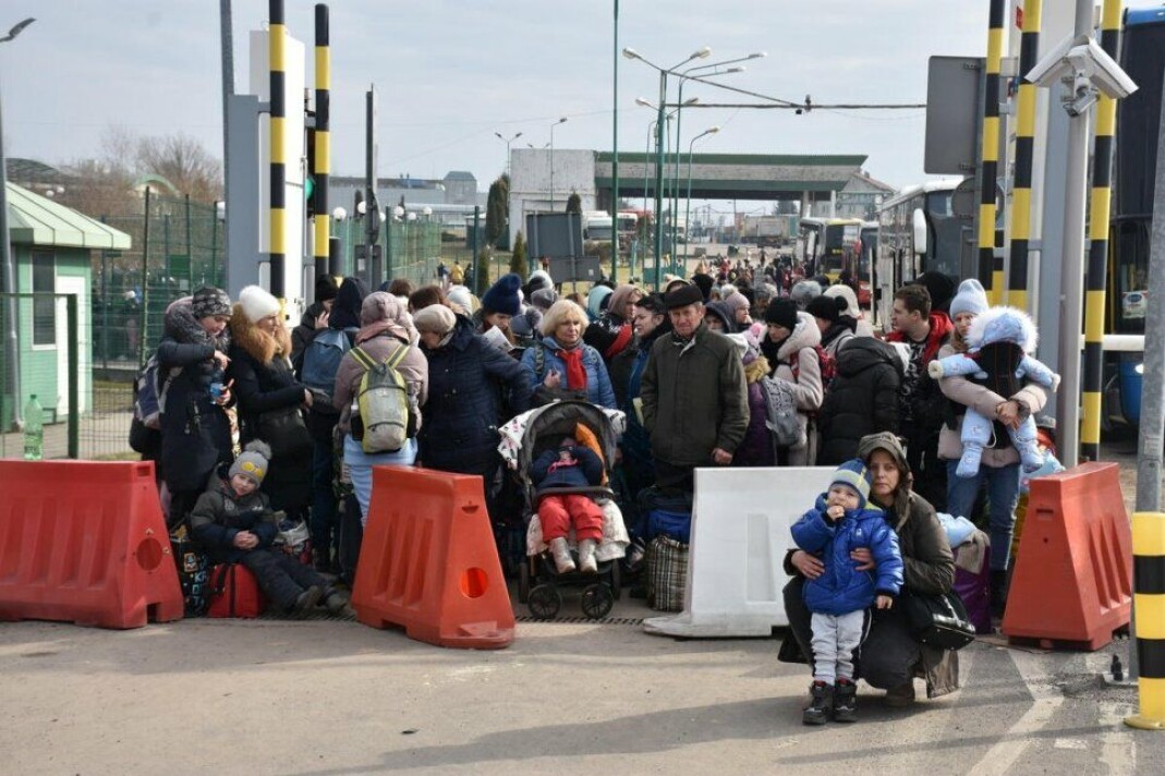 Flyktninger ankommer Polen fra Ukraina ved grensekontrollen ved Medyka. Flyktninger ankommer Polen fra Ukraina ved grensekontrollen ved Medyka.