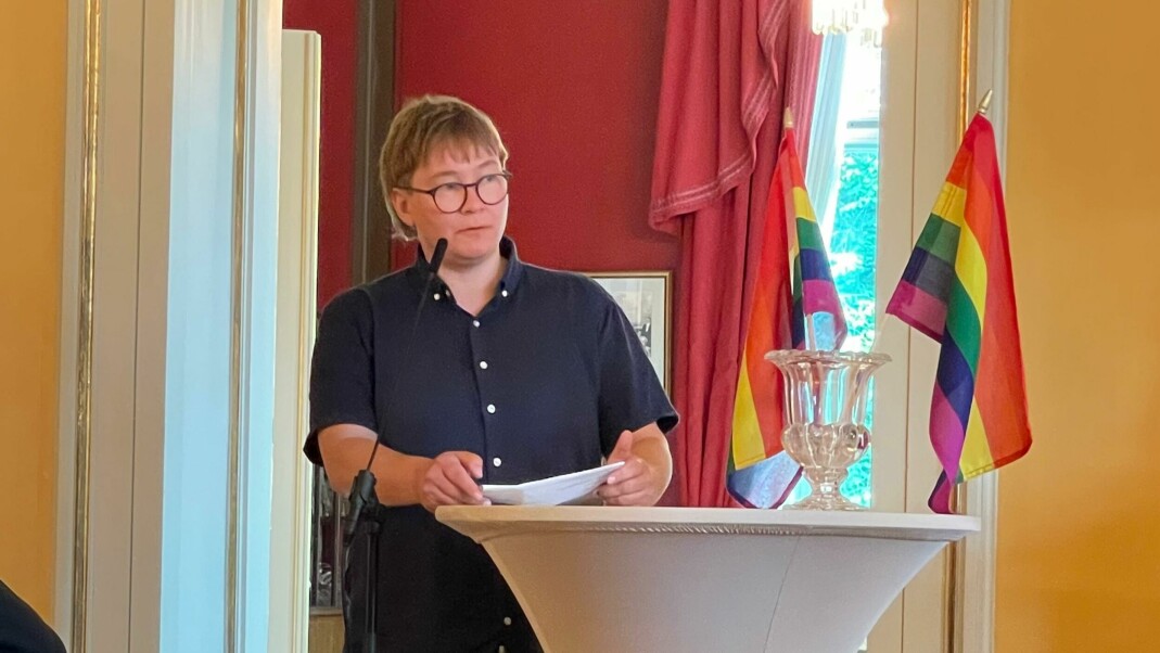 – Et lite lysglimt i det vonde som har skjedd er at den skeive bevegelsen blir lyttet til, og at vi i den skeive bevegelsen søker sammen for å finne løsninger. Nå er vi mer samlet, mer synlig, stoltere og sterkere enn noen gang, sa Inger Kristin Haugsevje, leder i Oslo Pride under dialogmøtet mellom regjeringen og de skeive organisasjonene fredag 1. juli.