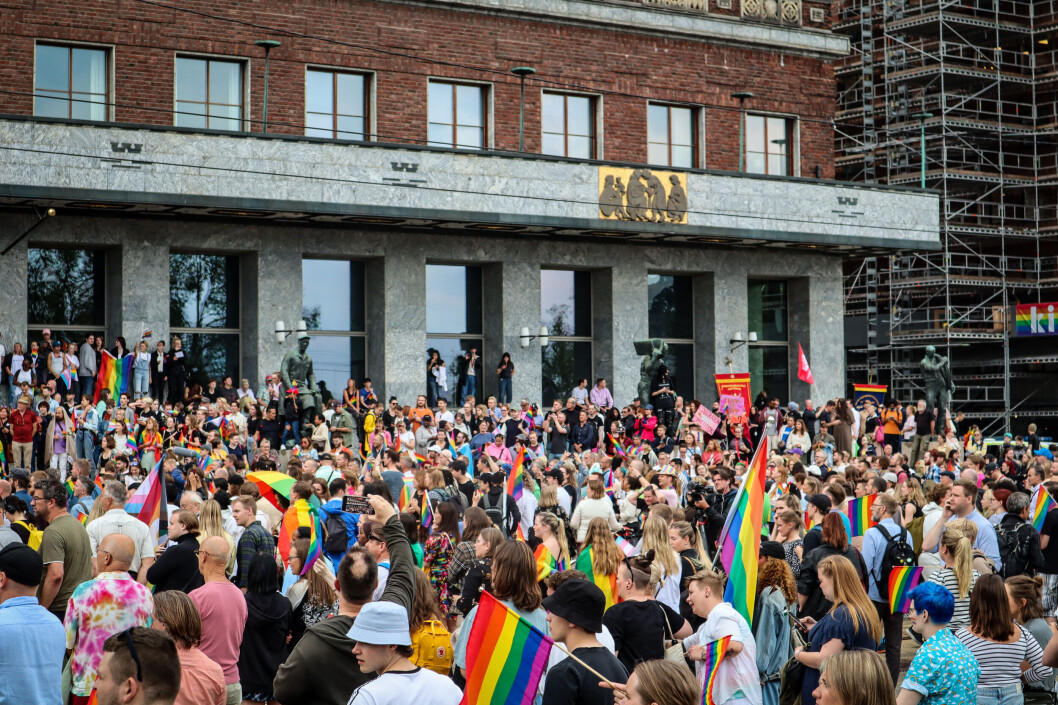 Markering på Rådhusplassen i Oslo 27. juni 2022. Markering på Rådhusplassen i Oslo 27. juni 2022.