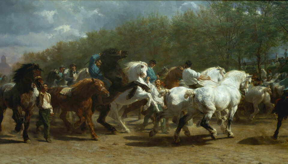 «The Horse Fair» (1853-55) regnes som Rosa Bonheurs mesterverk. Bildet henger i dag på Metropolitan Museum of Art i New York.