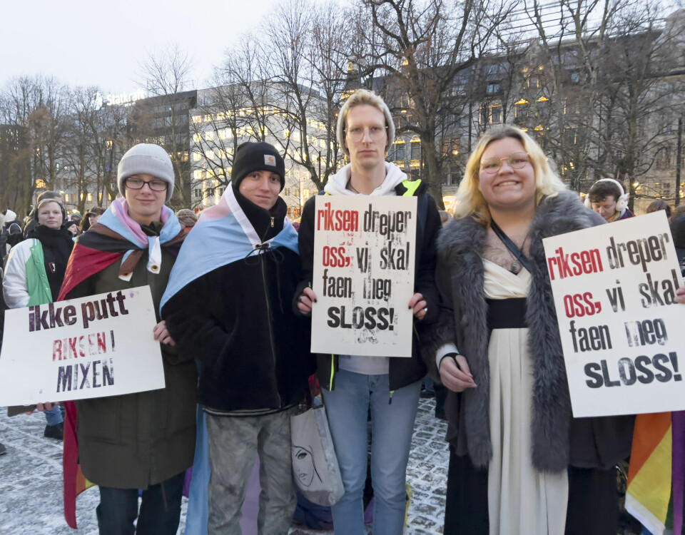 Fra demonstrasjonen Transskriket fredag 3. februar i Oslo.
