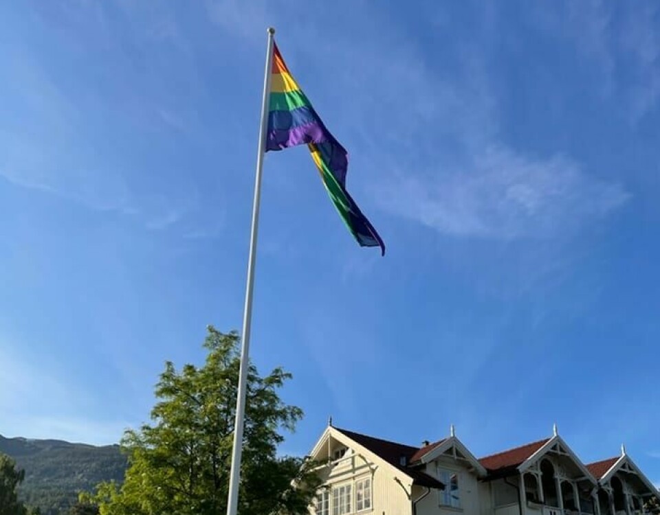 Regnbueflagget ved Seljord barne- og ungdomsskole ble heist 1. juni, men natt til søndag ble det tatt ned og tent på.