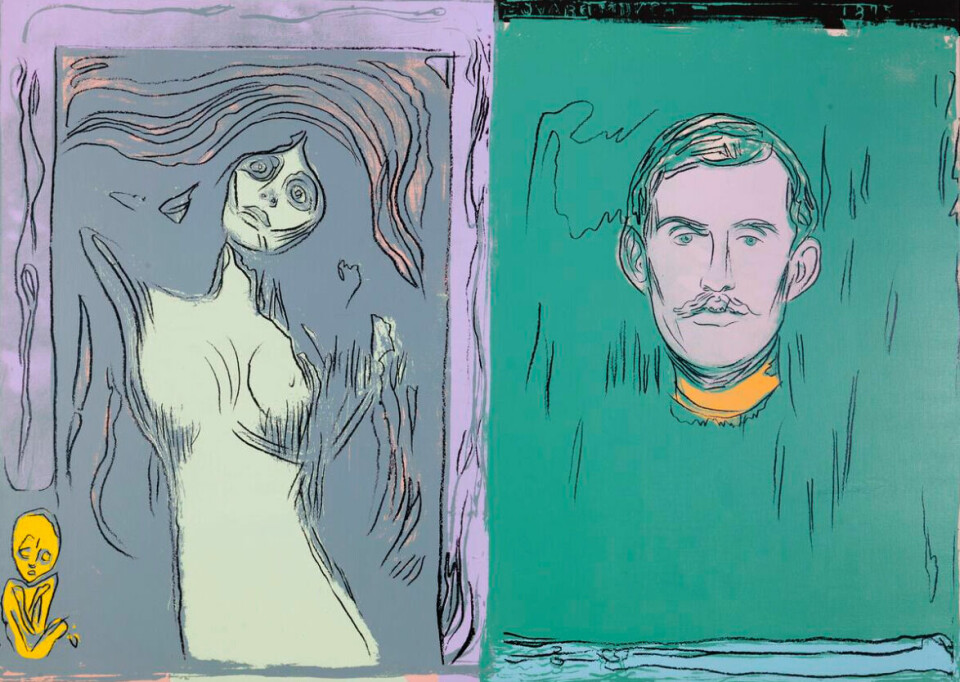 Andy Warhol, “Madonna and self portrait with skeleton arm (after Munch)”, 1984.