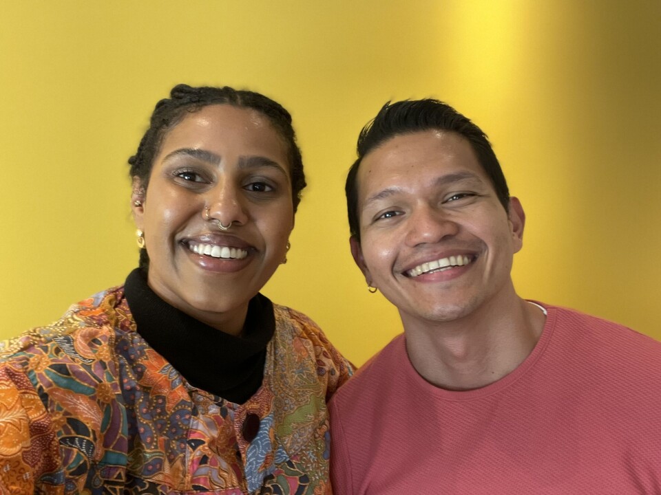 f.v. Birhana Mehari, prosjektleder UNG i Skeiv Verden og Erwin Navarro, daglig leder i Skeiv Verden Vest.