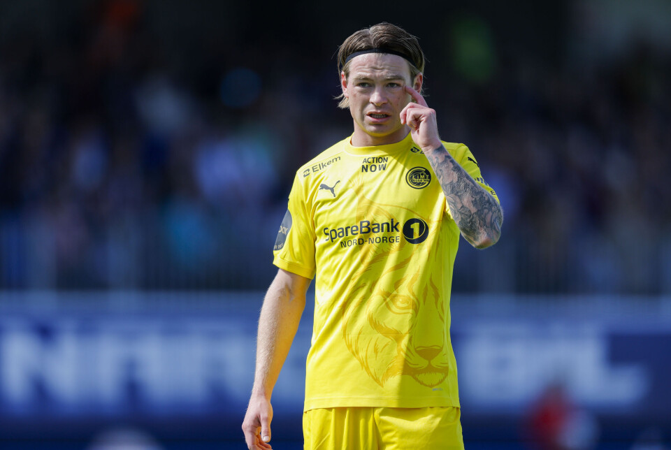 Bodø/Glimts Patrick Berg under eliteseriekampen i fotball mellom Kristiansund og Bodø/Glimt på Nordmøre Stadion.