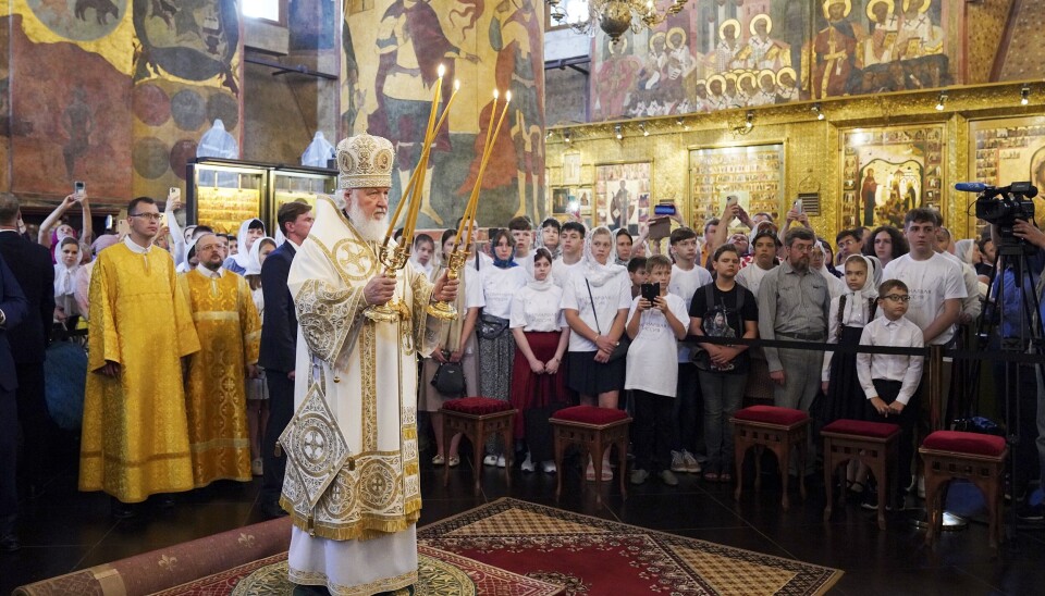 Den russisk-ortodokse kirken står sterkt i Russland og har stor definisjonsmakt når det gjelder hva som skal regnes som russiske verdier. Her holder patriarken Kirill en gudstjeneste i Moskva.