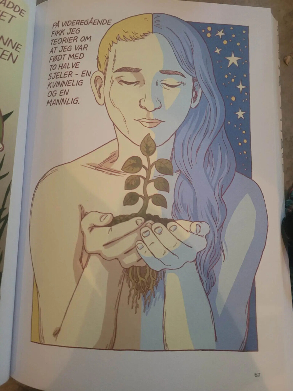Illustrasjonen av to sjeler i boken Gender Queer. Illustrasjon: Maia Kobabe.