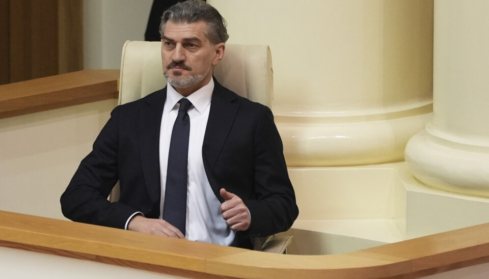 Mikheil Kavelasjvili i Georgias nasjonalforsamling i midten av desember. Søndag ble han tatt i ed som landets nye president.