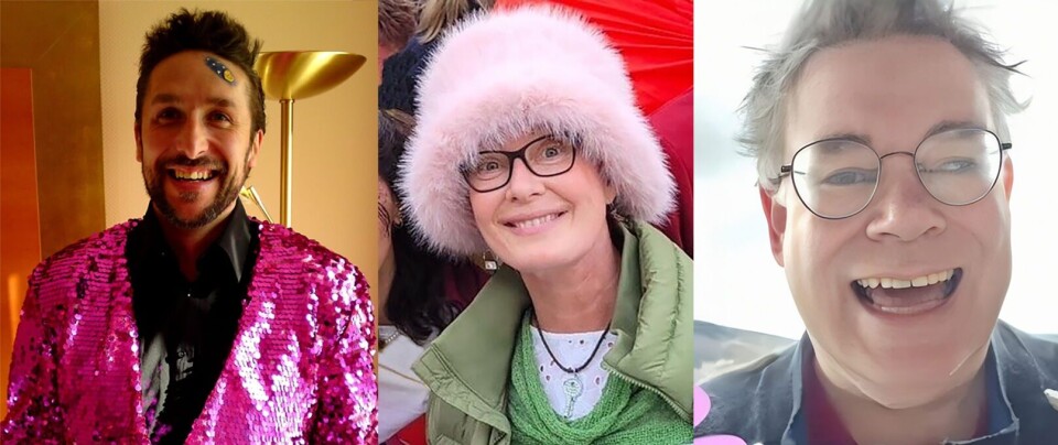 Eurovisionentusiastene Gregor Arentowicz (t.v) Anne Kielland og Knut Olav Halseth mener EBU kaster skeive under bussen.