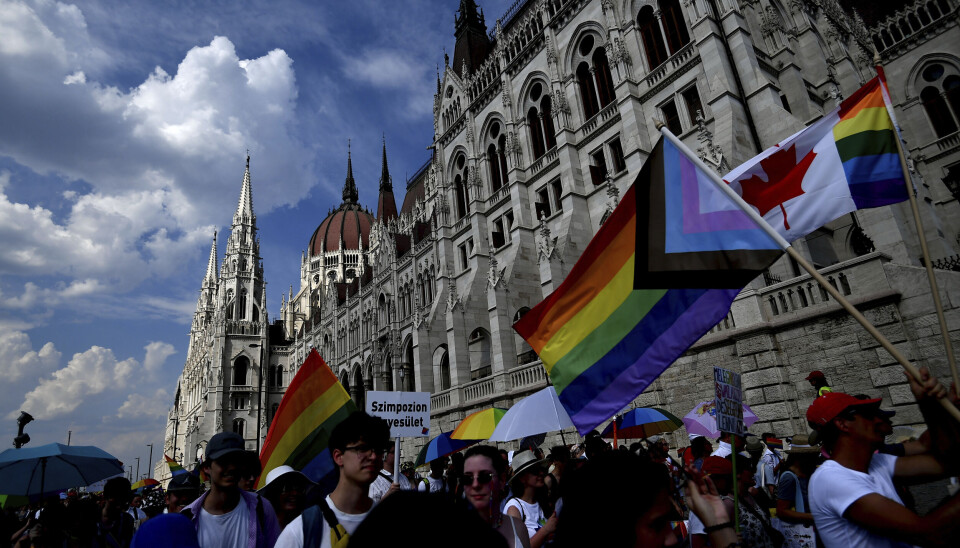 Deltakere i Pride-paraden i Budapest i 2022.