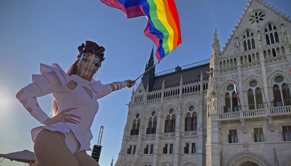 En deltaker i Pride-paraden i Budapest i 2021. Nasjonalforsamlingen i Ungarn vil ha slutt på tradisjonen og har innført lovforbud mot Pride-parader.