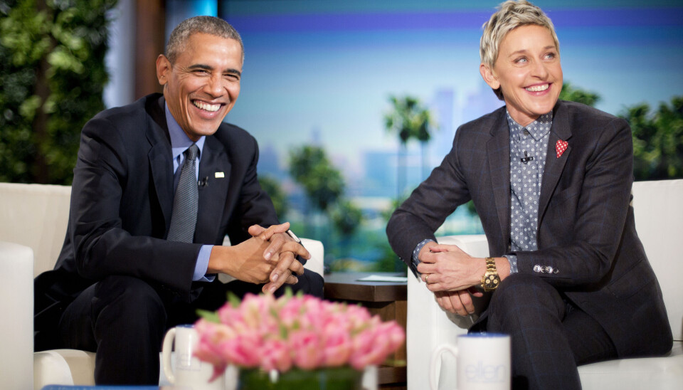 Med president Barack Obama i 2016: Ellen DeGeneres intervjuet en hærskare kjendiser i talkshowet sitt, som tok slutt i 2022. Nå er hun selv blitt sceneintervjuet.